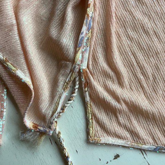 NWT NEW Intimately FREE People light pink rose sequin wrap robe jacket Small - Picture 9 of 13